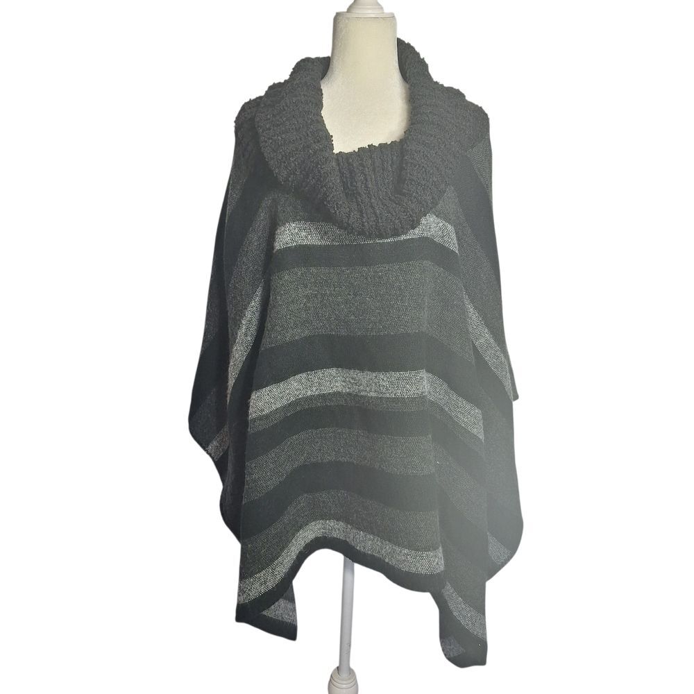 Torrid Striped Sweater Poncho Shawl Cowl Neck Chunky One Size Womens
